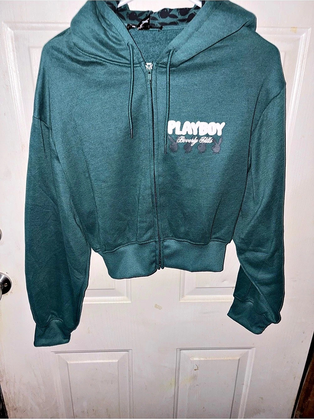 Playboy Beverly Hills 53 Graphic Zip Hoodie Green & Black Medium